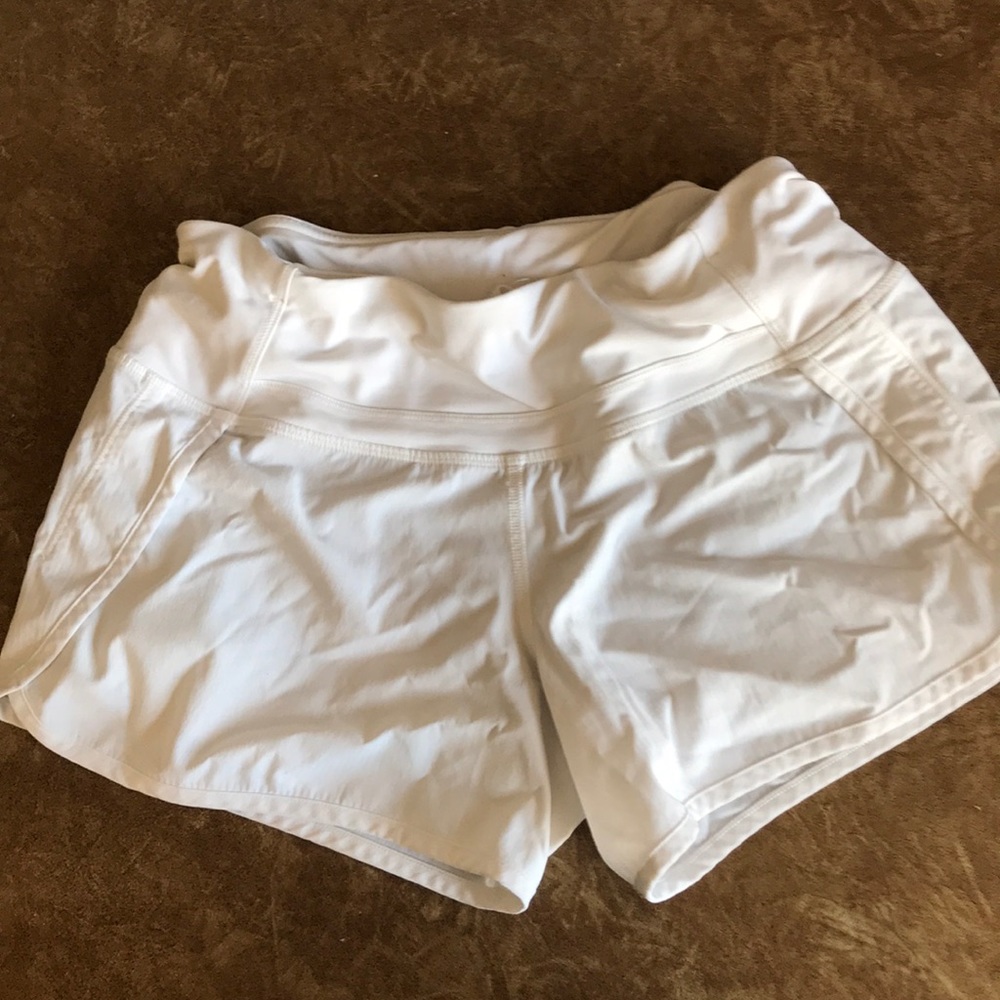 white lululemon athletic shorts